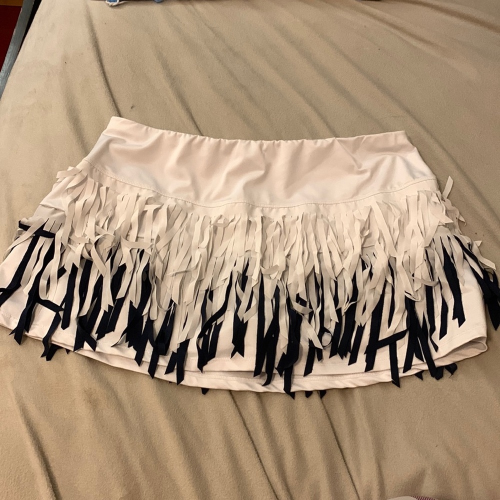 lucky in love tennis skirt fringe white and black